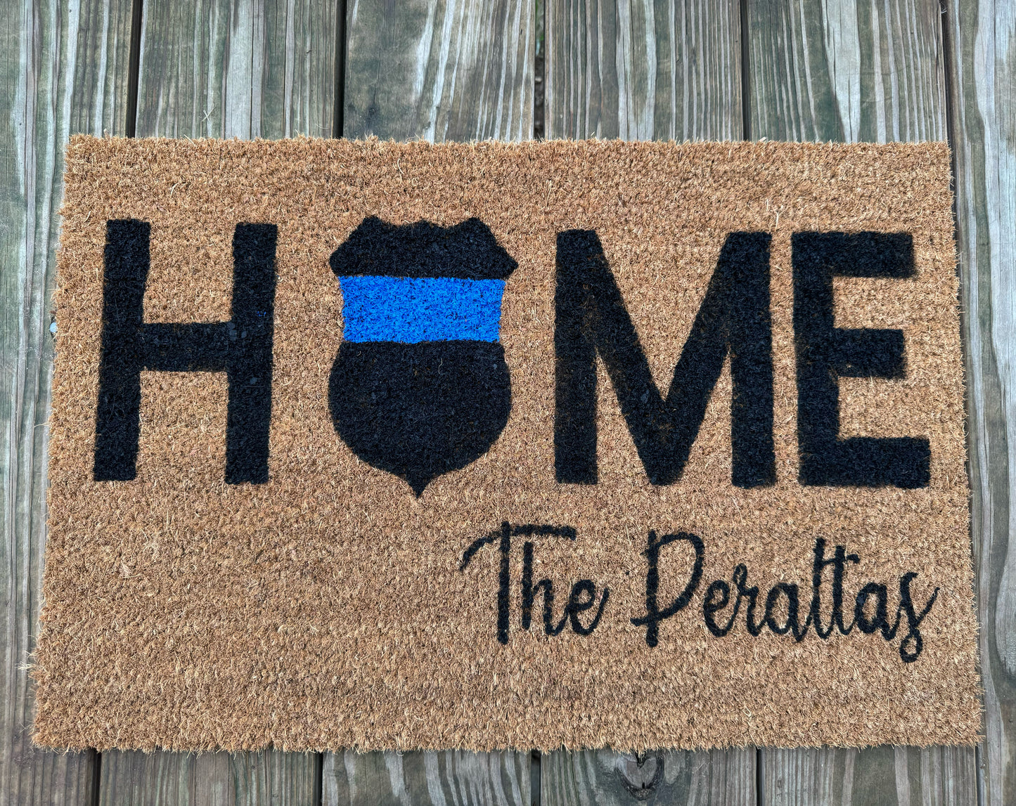 Personalized Police Welcome Mat