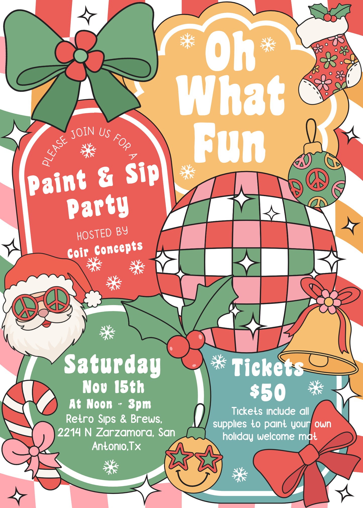 Oh What Fun Paint & Sip @ Retro Sips & Brew